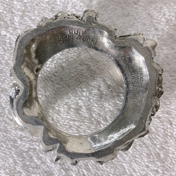 Vintage 90’s Seagull Pewter Silver Tone Christmas Theme Pillar Candle Ring Base - Picture 3 of 9